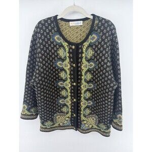 Vintage Camela Womens 36 Geometric Wool Blend Cardigan Sweater
